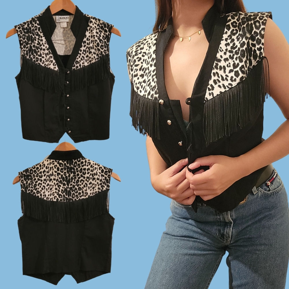 Leopard Print Western Vest